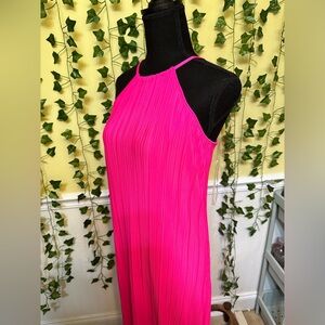 Women's Knit Plisse Midi Shift Dress